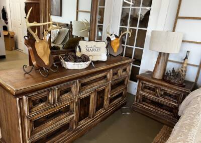 Hand finished chest of drawers and mirror with brand new hardware. Solid wood with dovetail drawers. $999.99