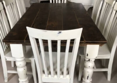 CUSTSOM TWO TONE TABLE AND CHAIRS