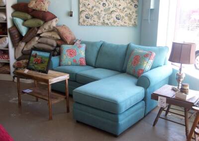 EGF 5 Blue Slipcovered Sofa with Chaise