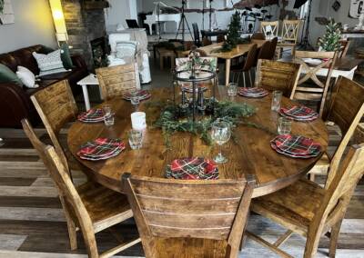 Custom made round table and solid wood hand finished chairs