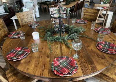 Custom made round table and solid wood hand finished chairs