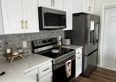 Custom made white cabinets