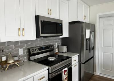 Custom made white cabinets