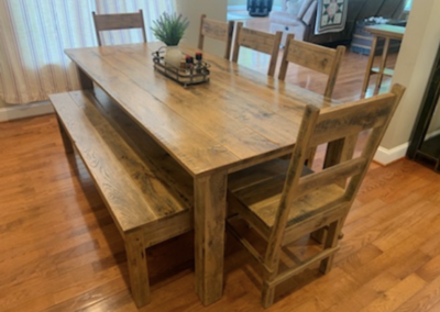 EGF 292 Custom table, chairs, and bench in customers house