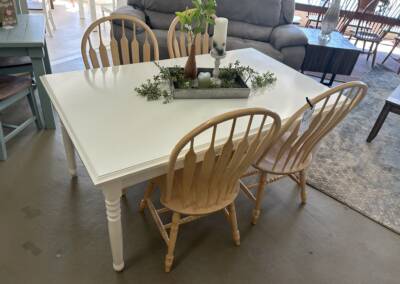 MAR-24 $499.99 White dining room table with four chairs