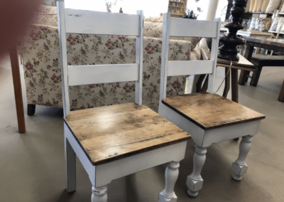Custom made painted chairs with stained bottoms