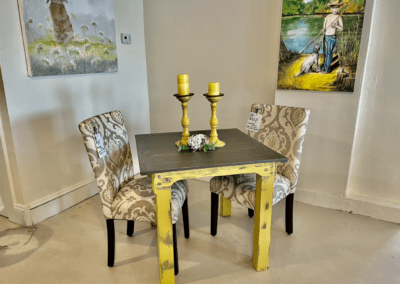 Custom made table with custom order parsons chairs