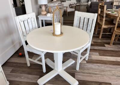 Custom made white table and chairs