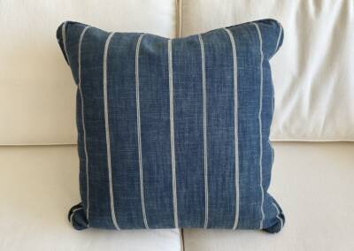 EGF Blue pillow with white stripes