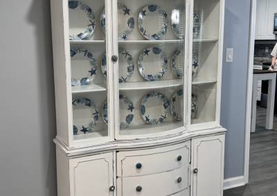 Refurbished china cabinet done in our woodshop