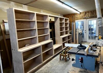 almost finished.. solid oak book shelf wall to wall unit