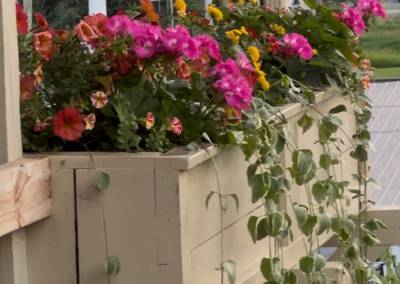 custom flower box with outdoor lumber and thick liner to last for years to come