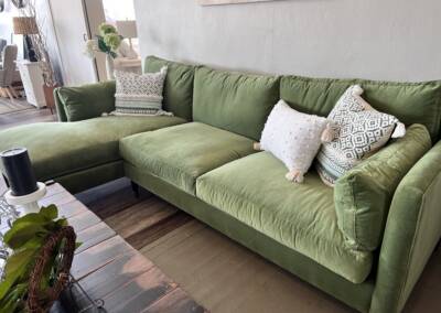 Custom order green velvet couch