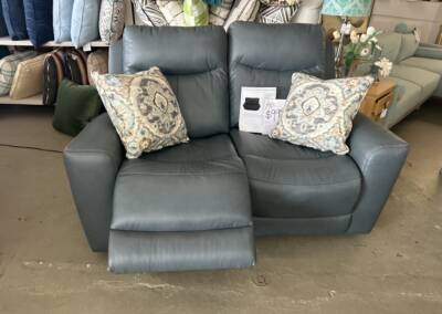 La-Z-Boy power reclining love seat blue Italian leather