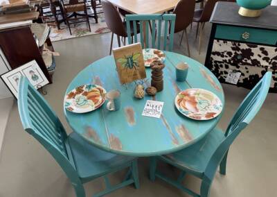Aqua blue custom made distressed table $499.99 (chairs sold separately)