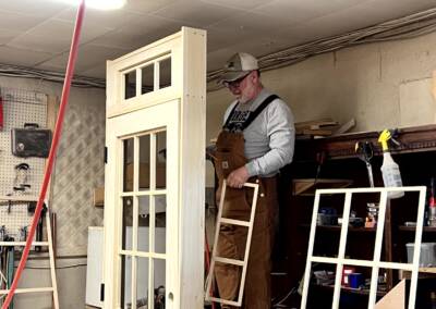 working on the transom for the custom door
